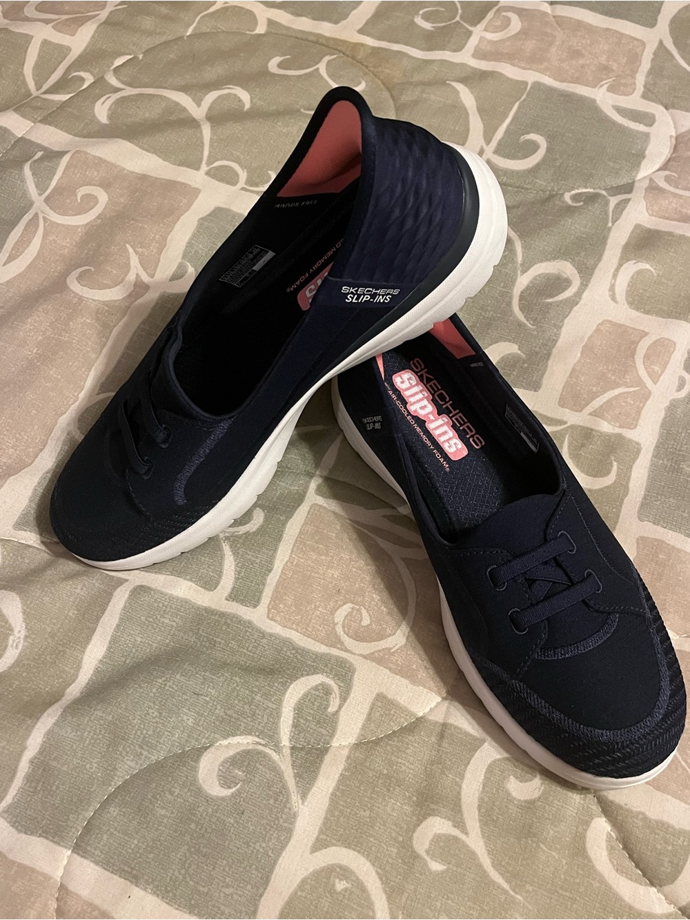 Skechers Navy and White Slip-On Casual Walking Shoes